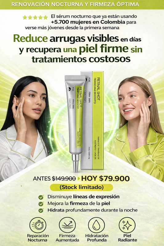 Retinal Shot® – Piel firme y sin arrugas visibles en días + Ebook